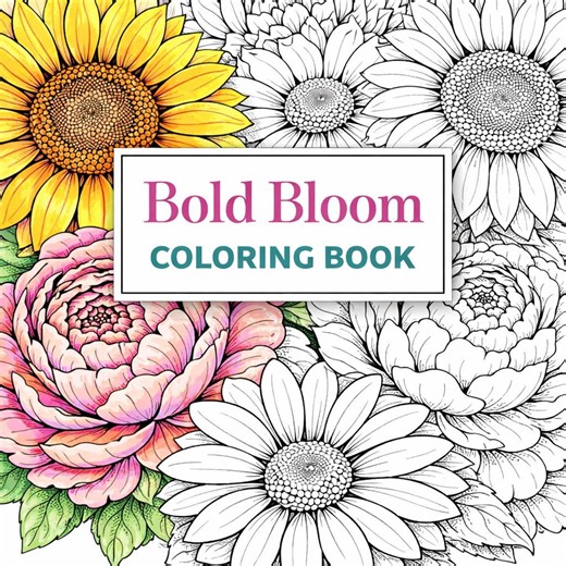 Bold Bloom Coloring Book | 50 Floral Pages Printable - Etsy