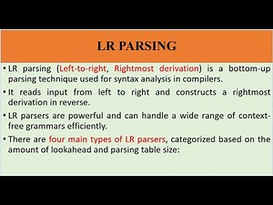 TOPIC 45 - LR PARSING