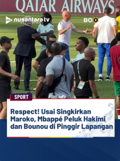 Kapten Timnas Prancis, Kylian Mbappé, menunjukkan sportivitas usai membawa timnya mengalahkan Maroko dan lolos ke semifinal Piala Dunia 2026. Setelah laga berakhir, Mbappé menghampiri Achraf Hakimi, Brahim Díaz, dan Yassine Bounou (Bono) untuk memberikan pelukan dan dukungan. Momen itu menjadi sorotan karena memperlihatkan kedekatan Mbappé dengan Hakimi, rekan setimnya di Paris Saint-Germain (PSG), sekaligus menunjukkan rasa hormat kepada para pemain Maroko. Aksi Mbappé pun menuai pujian dari ba