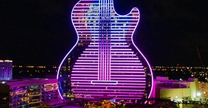 Hard Rock opens neon, guitar-shaped hotel in Florida