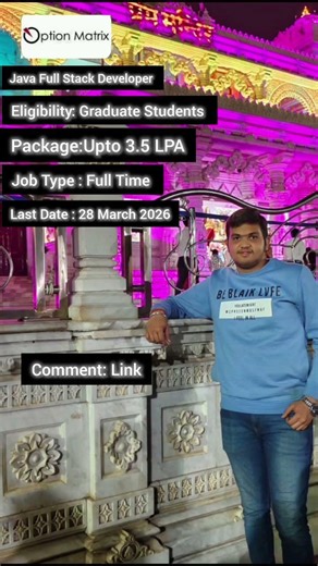 Option matrix hiring Java full stack#deployzen#viral#coding#placement#jobs#views#trending#tech#ai