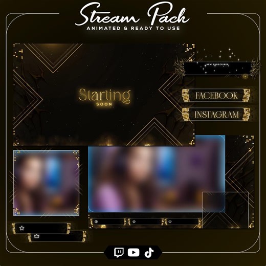 Gold Animated Stream Overlay Pack | Luxury Twitch Overlay | OBS Stream Package | Royal Gold Gamer Layout - Etsy Canada
