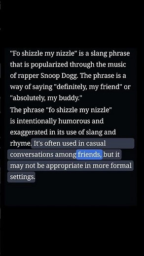"FO SHIZZLE MY NIZZLE" | Slang Meaning & Example #shorts