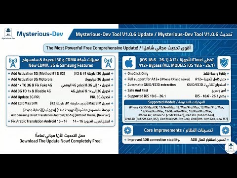 Mysterious-Dev Tool V1.0.6 | Full Free Download | A12+ iCloud Bypass Free | Fix Update Error