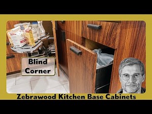 Custom Zebrawood Blind Corner Cabinet with Pull-Out Storage