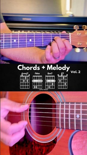 Chords + Melody Vol. 2 — Amaj7 → F#m → Bm7 → E7 Acoustic Guitar Chord Progression #Shorts