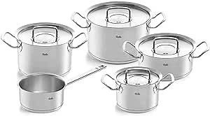 Fissler pure-profi collection Cookware-Set Stainless-Steel (9-Pcs) Pots with Lid – Induction