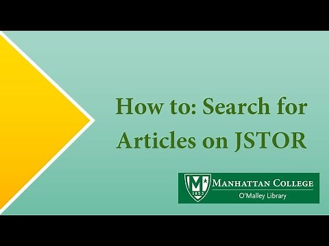 How to: Search for Articles On JSTOR