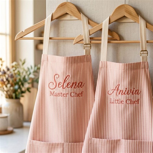 Personalized Couple Apron Set, Custom Embroidered His and Hers Aprons, Matching Kitchen Aprons, Anniversary Gift - Etsy