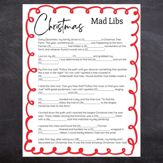 Christmas Mad Libs | Printable Christmas Game | Christmas Game for Kids, Adults, Family | Christmas Party Activity - Etsy Canada