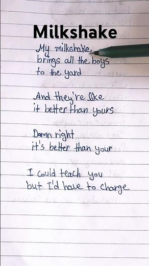 MILKSHAKE (lyrics) - Kelis #viral #milkshake #kelis #fypシ゚viral #handwriting #lyrics