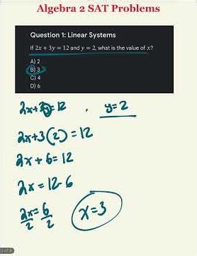 Algebra 2 SAT Practice | Semester 1 Review #math #sat #algebra
