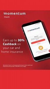 Get 30% cash back on your premiums, every year, even if you claim. Move to Momentum Insure and earn a cashback bonus for keeping you and your family safe. #saveoncarandhomeinsurance | Momentum