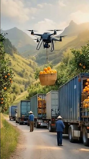 Farmers Use Drones to Easily Transport Fruits 🌟#drone #farming