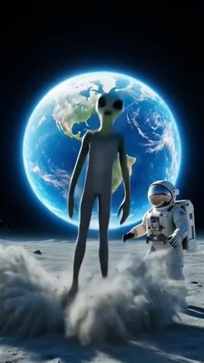 Alien jumping around astronaut