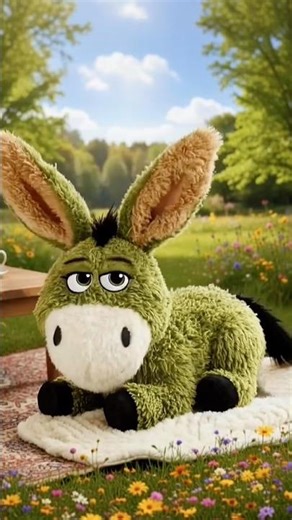 Cute Dancing Donkey Plush Goes from Grumpy to Joyful! 🐴💃 Heartwarming Meadow Dance #youtubeshorts