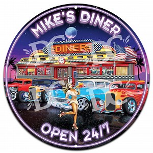 Personalized 50s Hot Rod Diner Sign: Retro Metal Decor - Etsy