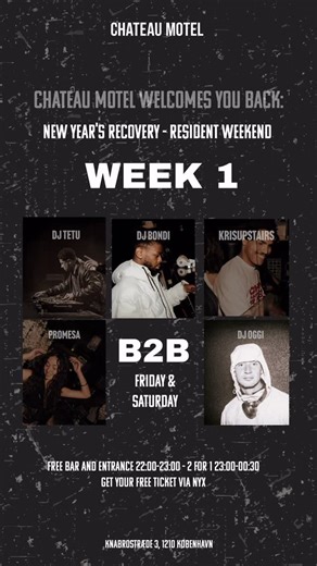 Chateau Motel on Instagram: "We stayed closed the first weekend of the year — not to slow down, but to reset and come back stronger. This is our first opening weekend of the year, and we’re doing it the safest way we know — with our residents. ⚠️ This weekend, only the Main Area will be open. All our OG DJs are taking over the Main Area B2B all weekend: 🎧 DJ Oggi 🎧 DJ Tetu 🎧 DJ Bondi 🎧 Krisupstairs 🎧 Promesa You know them as our resident DJs. They’re the reason our nights feel right. They k