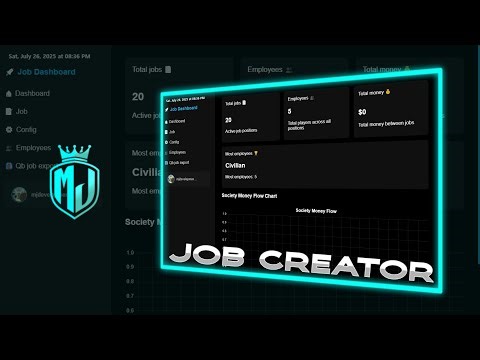 💼 Advanced Job Creator ESX & QBCore | In-Game UI + Society Control Panel | MJ DEVELOPMENT