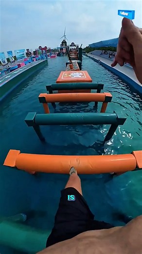 INSANE Floating Wipeout Course Speedrun! 🌊 #WaterPark #Wipeout #ObstacleCourse #ExtremeChallenge