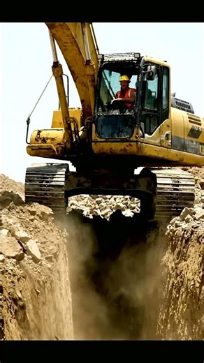 Excavator Digging a Trench 🚧 Unexpected Spark!