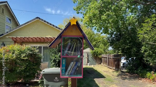 Cabinet-sized Little Free Libraries In Portland, Oregon, United States. Static Shot