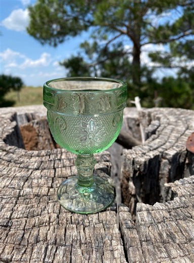 Set of 5 Vintage Tiara Indiana Glass Chantilly Green Goblets, 4 1/8" Tall, Tiara Sandwich Pattern Green Glasses, Barware, Décor, Replacement - Etsy