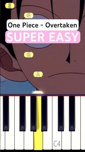 One Piece - Overtaken 🏴‍☠️ (SUPER EASY Piano Tutorial) | With Background #shorts
