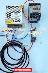 Proximity sensor with 24V DC relay and 220v contactor | 𝐄𝐥𝐞𝐜𝐭𝐫𝐨𝐧𝐢𝐜 𝐂𝐨𝐦𝐩𝐨𝐧𝐞𝐧𝐭𝐬