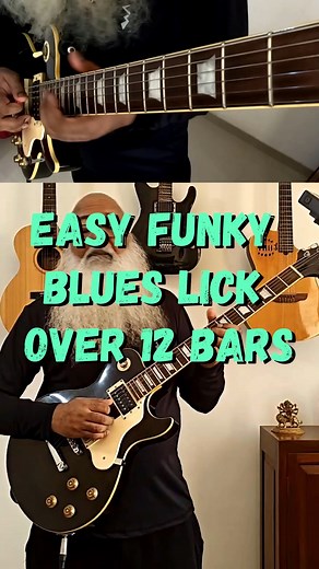 17K views · 458 reactions | Easy funky, blues lick over 12 bars for beginners! ✅Try it out! ✅Follow me for more stuff! ✅DM me for one-on-one  lessons! . . . . . . #theguitarbaba #guitarbaba #guitar #guitarist #guitarplayer #blues #rhythm #bluesmusic #blues #bluesguitar #bluesguitarist #jazzblues #jazzguitar #instalesson #guitarlessons #instaguitar #guitarsdaily #gopro | The GuitarBaba | Facebook