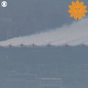 Royal Air Force jets streamed the colors of the British flag over London on Friday as the country marked 75 years since the end of World War II in Europe. Similar flyovers took place all over the UK. https://cbsn.ws/3cg3Tej | CBS Sunday Morning