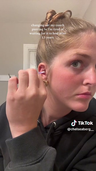 Conch Piercing Transformation: From Cute to Stunning! 😇🦋💗