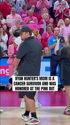 Ryan Hunter got to embrace her mom ahead of Nebraska volleyball's Pink Out match. #huskers