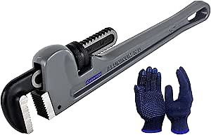 14 Inch Aluminum Pipe Wrench, 2-3/4"/70mm Adjustable Cr-Mo Jaw Opening Heavy Duty Aluminum Straight Handle Plumbing Wrenches, Perfect Plumbers Tool Exceed GGG Standard