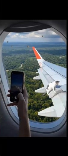 cat on wing of plane #catsoftiktok#catlovers#plane#cat