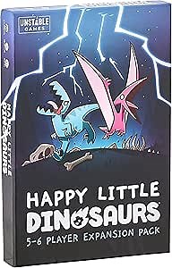Unstable Games - Happy Little Dinosaurs: 5-6 Player Expansion Pack - Cute card game for kids, teens, & adults - Dodge life’s disasters! - 5-6 players ages 8+ - Great for game night