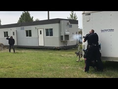 Calgary Police demonstrate the 'less lethal' ARWEN ACE-T launcher