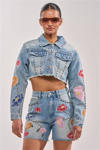 LOTTIE EMBROIDERED DENIM JACKET