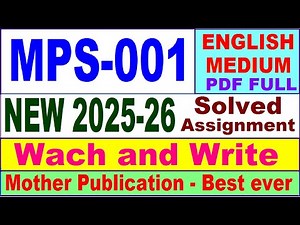 MPS 001 solved assignment 2025-26 in English || mps 001 solved assignment 2026 || ignou mps1
