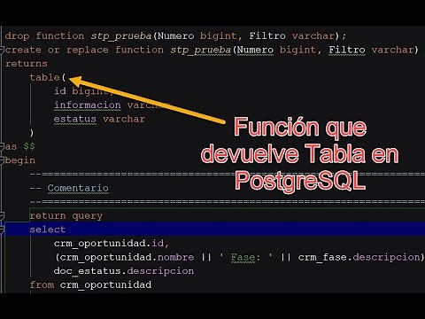 Crear funciones en PostgreSQL y devolver tabla