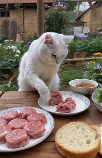 The viral cat 🐈 whips a burger 🍔 like McDonald’s