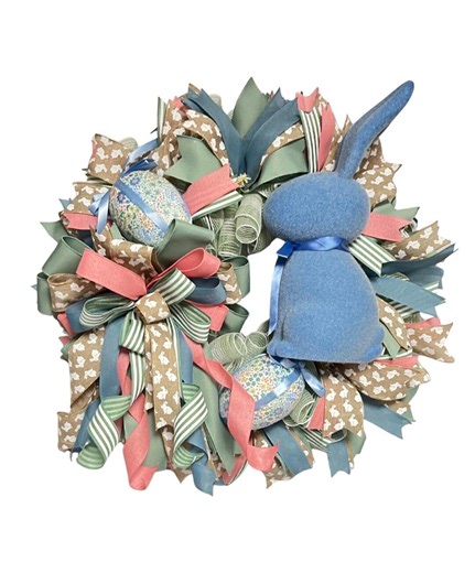 Pastel Bunny Easter Wreath, Floral Egg Accents, Spring Door Decor - Etsy