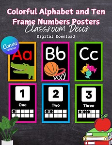 Colorful Alphabet and Ten Frame Numbers Posters for Classroom - Etsy Australia