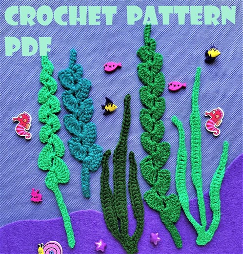Crochet Seaweed Applique Pattern: DIY Ocean Decor (PDF) - Etsy