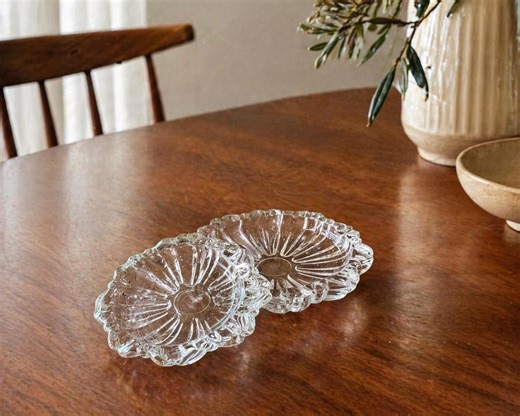 Hazel Atlas Clear Glass Nesting Trays Set of 2 | Vintage Depression Glass Dishes | Small Serving Plates | Mid Century Glass Decor - Etsy