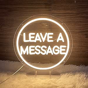 Leave a Message Neon Sign With Holder Base, Neon Guestbook Table Sign for Wedding Shop Business Desk Decor Reception Welcome Led Sign, Warm White USB Neon Light Sign, the Size 13x12 Inch
