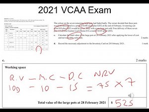 Lower of cost or NRV rule c/o Q.1 2021 VCAA Accounting Exam