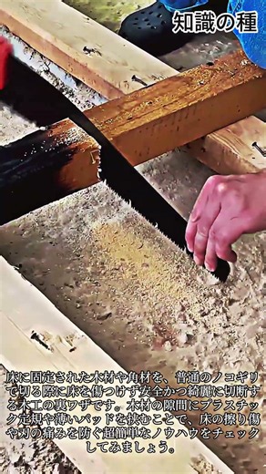 床に固定された木材をノコギリで切る方法 #Carpentry #Woodworking #Sawing #HandTools #DIY