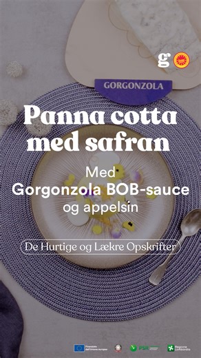 🍂 Efteråret bringer nye dufte med sig, samt rigtig meget lyst til at eksperimentere. Prøv straks den her mini-panna cotta, kogt med safran, Gorgonzola BOB-sauce og appelsin, en dessert, der leger med kontraster og forfører med sin elegance. 🍊 ✨Opskriften er her. 👇 300 ml frisk fløde 100 ml mælk 50 g rørsukker 1 teske agar-agar i pulverform 2 breve safran Spiselige blomster til pynt, efter behag Til saucen: 150 ml frisk fløde 80 g Gorgonzola BOB 1 appelsin Varm en smule mælk i en lille gryde, 