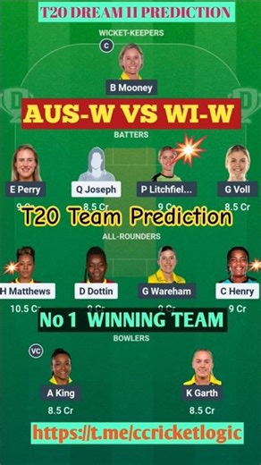 WI-W vs AUS-W 3rd T20 Match Prediction ! West Indies Women vs Australia Women Dream Team ! WI vs AUS